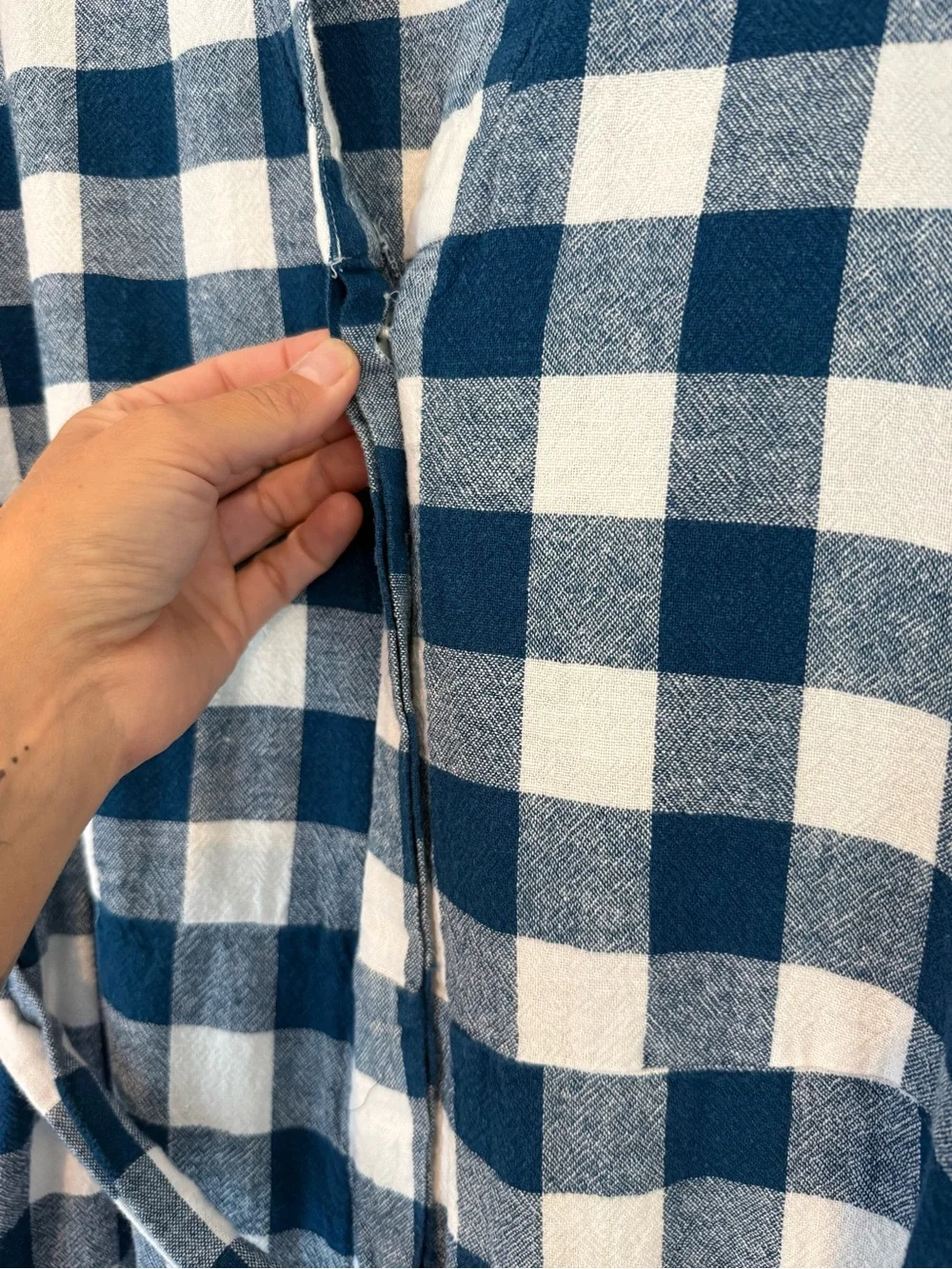 J. Crew Blue and White Gingham Romper